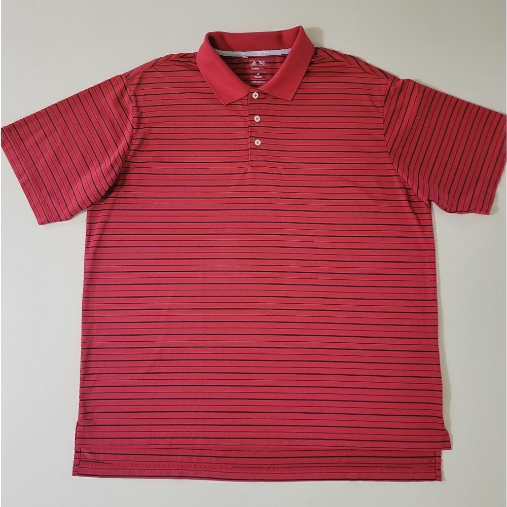Adidas Golf Men's Classic Red Stripe Polo Shirt Top  